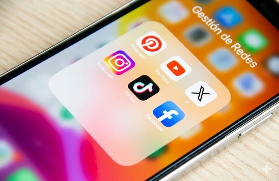 Persona revisando contenido de redes sociales en el móvil